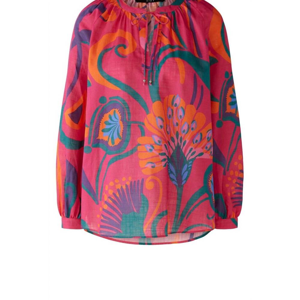 NEW OUI women's floral print tunic in pink orange